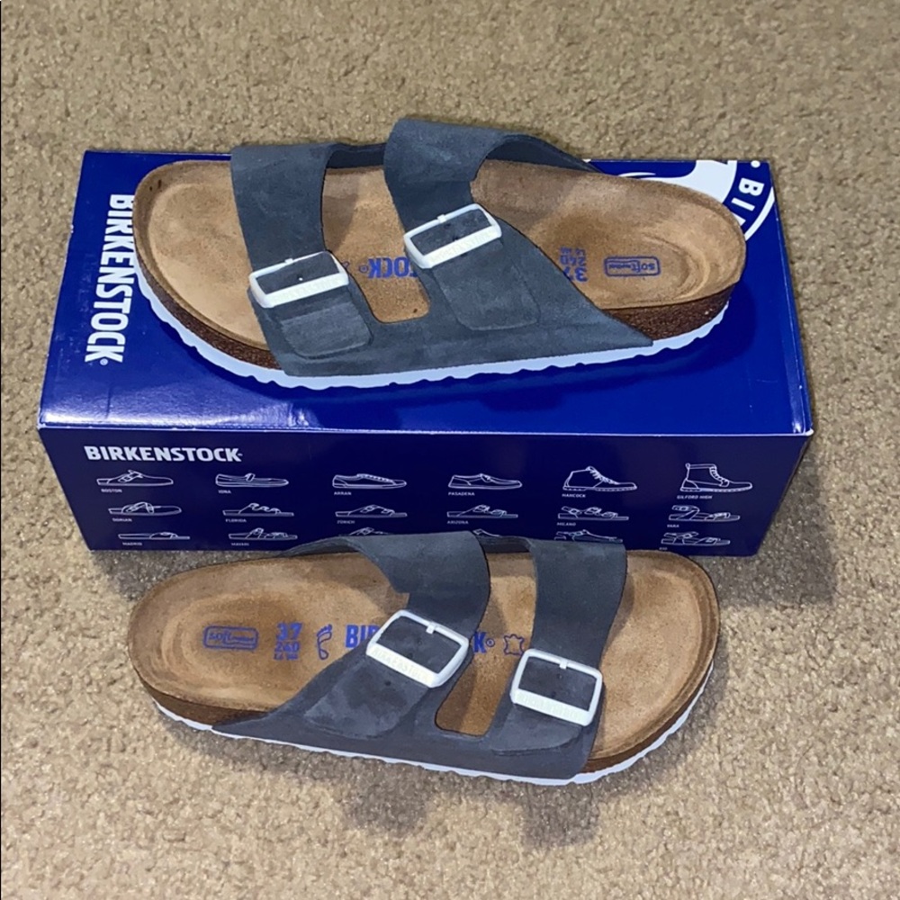 Birkenstock Arizona Gunmetal Suede Leather Size 6